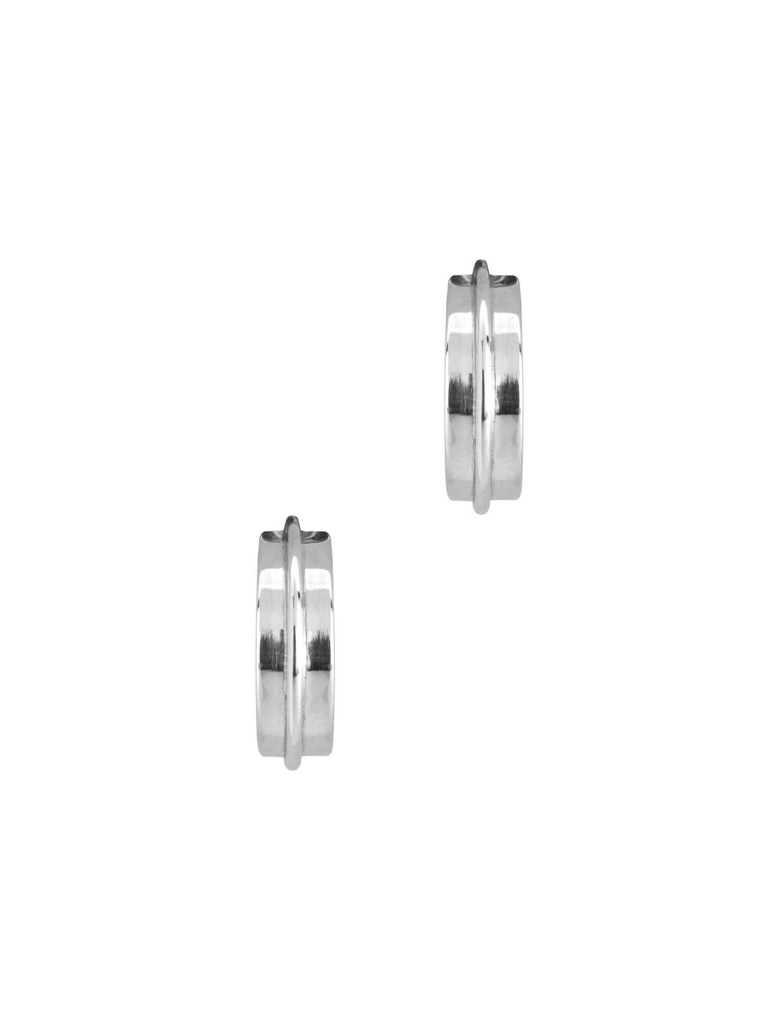 Linear silver small hoop earrings